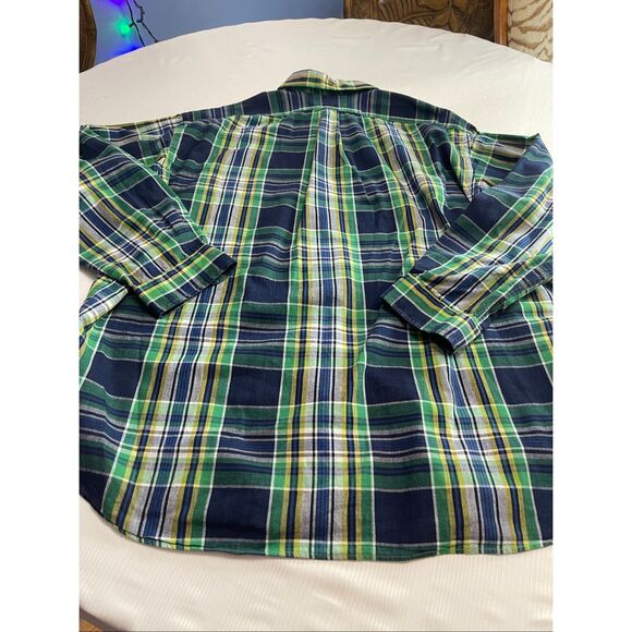 Ralph Lauren Blaire Men’s Vintage Navy Blue Green Plaid Button Down Shirt Sz XXL - Picture 6 of 7